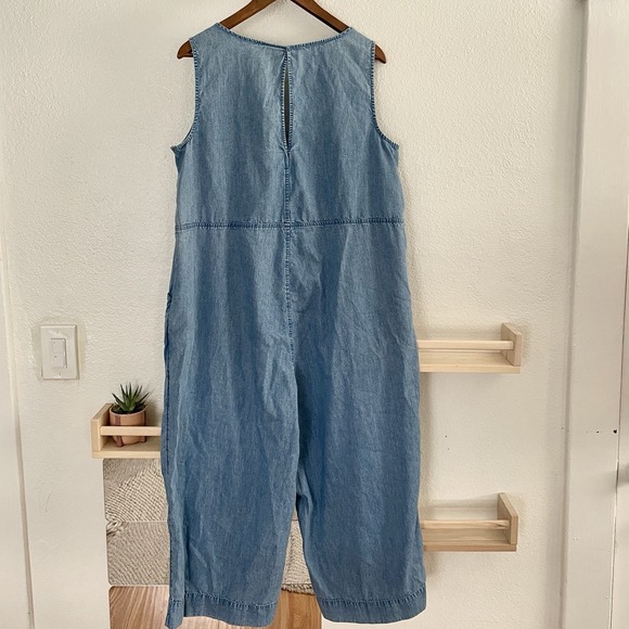 J Jill Lightweight Denim Jumpsuit XL Petite Sleeveless - Picture 2 of 8